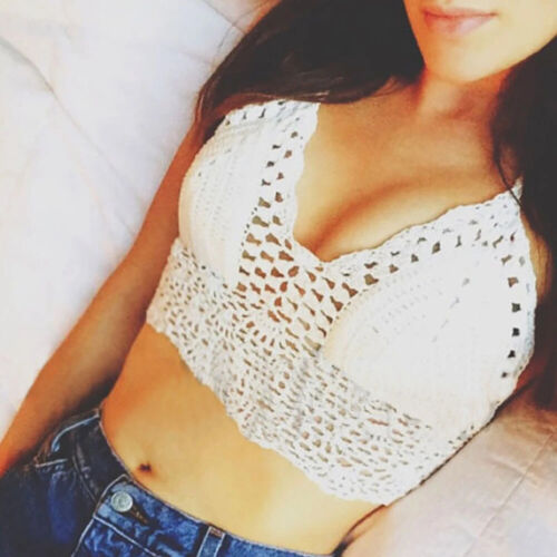 Sexy Women Bikini Crop Top Crochet Boho Beach Bikini Bralette Halter Cami - Picture 3 of 32