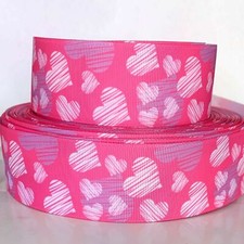 GROSGRAIN RIBBON 5/8", 7/8", 1.5", 3" Hearts Love Valentine's Day Pink Printed