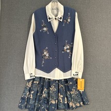 Vintage KORET Women s 12 SKIRT SET VEST New Blue R4