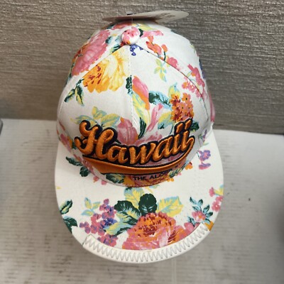 Robin Ruth HAWAII Aloha State Embroidered Ivory Floral Cap 