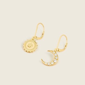 Authentic J Crew NWT $78 Demi-Fine 14k Gold-Plated Mismatched Celestial Earrings