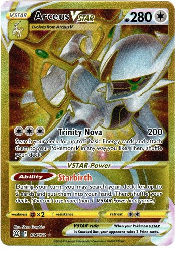 POKEMON ARCEUS V STAR 184/172 GOLD RARA SEGRETA HOLO ASTRI LUCENTI INGLESE