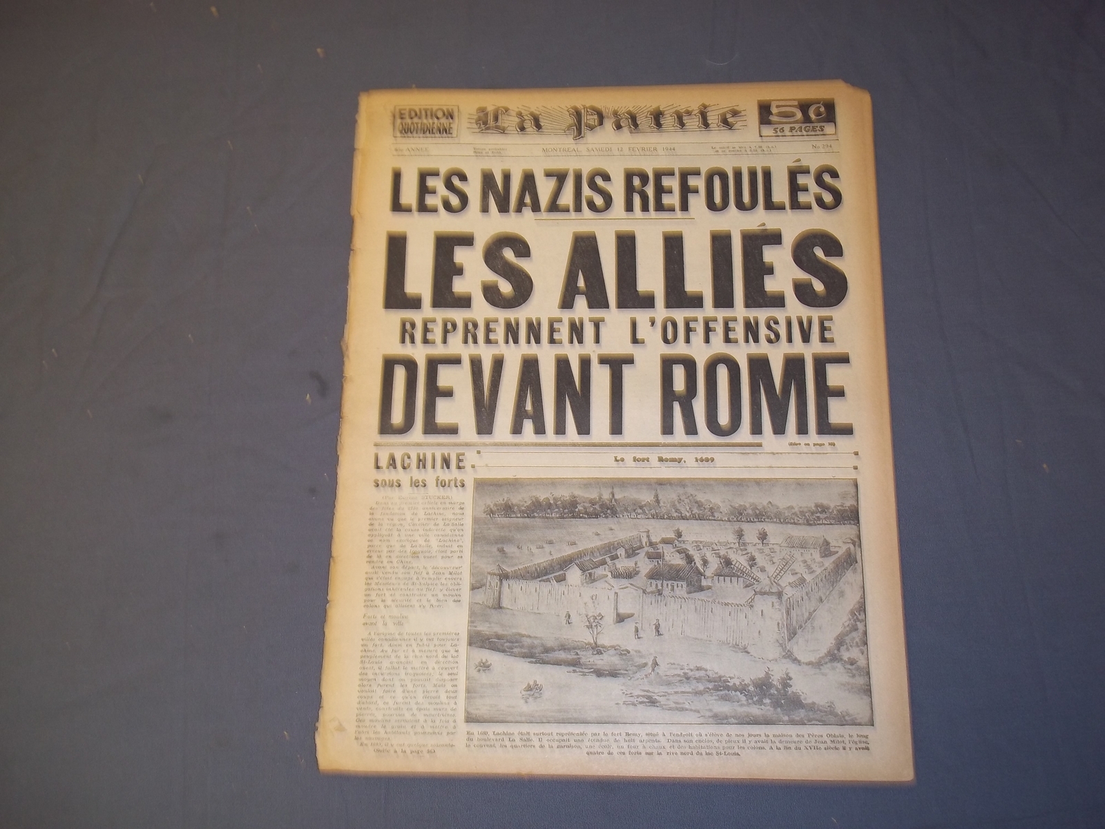 1944 12 de febrero La Patrie periódico-aliados reprennent l'ofensive devant rome-fr2389