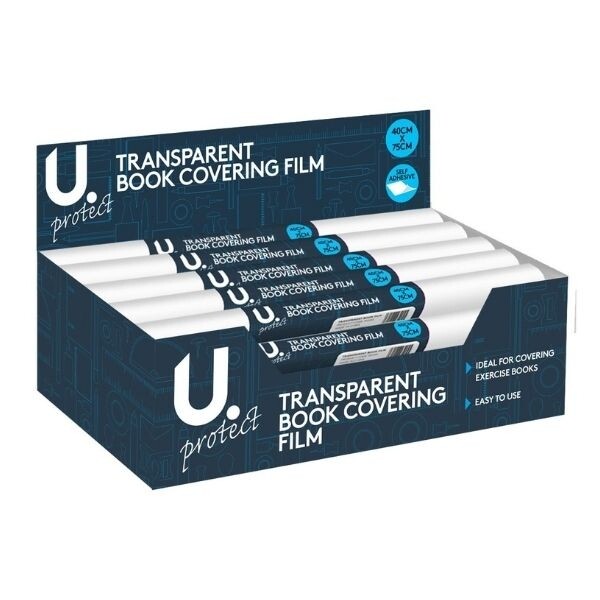 U Transparent Book Covering Film 40cm x 70cm Clear Adhesive Protector - Image 2