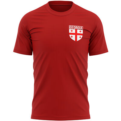 Herren Georgia Abzeichen T-Shirt Shirt Fußball Land Ihn Footie Supporter Georgi...