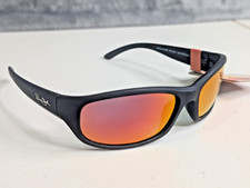 Panama Jack Sunglasses Black Frame Red Mirror Polarized Lenses Sport Wrap Active