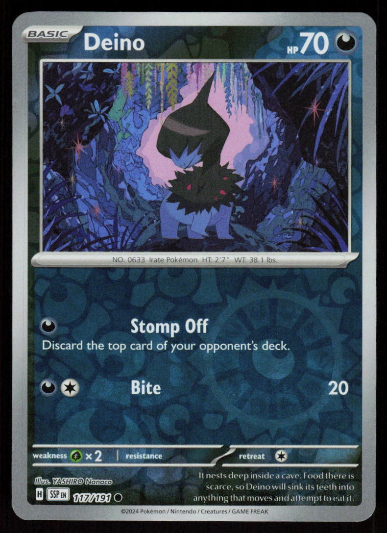 Deino 117/191 Common Surging Sparks Pokemon Reverse Holo Near Mint