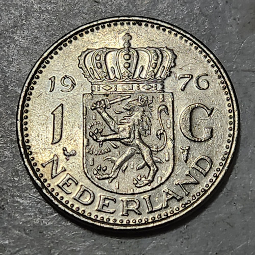 NETHERLANDS 🇳🇱 ONE (1) GULDEN COIN 1976 (QUEEN JULIANA) - Picture 1 of 2