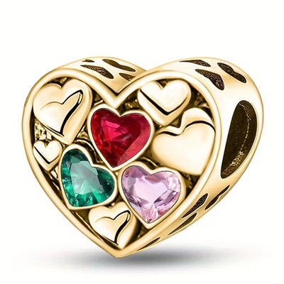 Buntes Herz Perlen Clip Charm Sterlingsilber S925 gepunzt