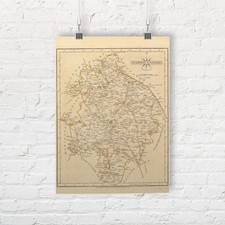 Landkarte von Warwickshire, England 1793. Vintage alte britische Karte Repro Druck/Poster