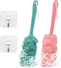 2Pack Back Scrubber for Shower Loofah with Long Handle, Shower Brush for Body