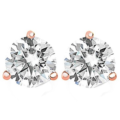 2 Karat runde Diamant Martini Ohrstecker 14K Rotgold verstärkt
