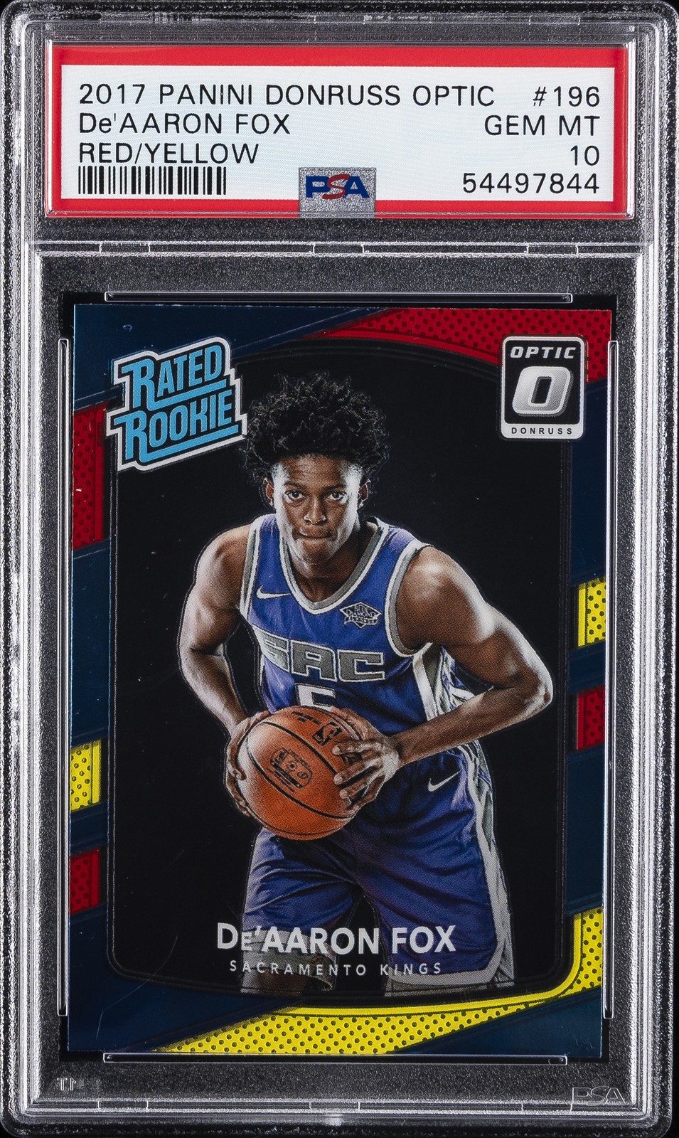 2017 PANINI DONRUSS OPTIC RED/YELLOW #196 DE'AARON FOX ROOKIE RC PSA 10