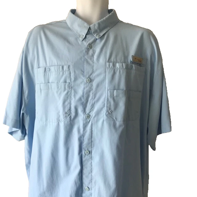 Columbia PFG Men's Blue Shirt Omni-Shade Fishing Vented Short Sleeve Size XXL