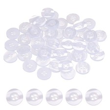 50pcs Sewing Button 15mm 4 Holes Resin Round Craft Buttons White 