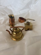Vintage Brass Mini Dollhouse Colonial Kitchen Set Patina