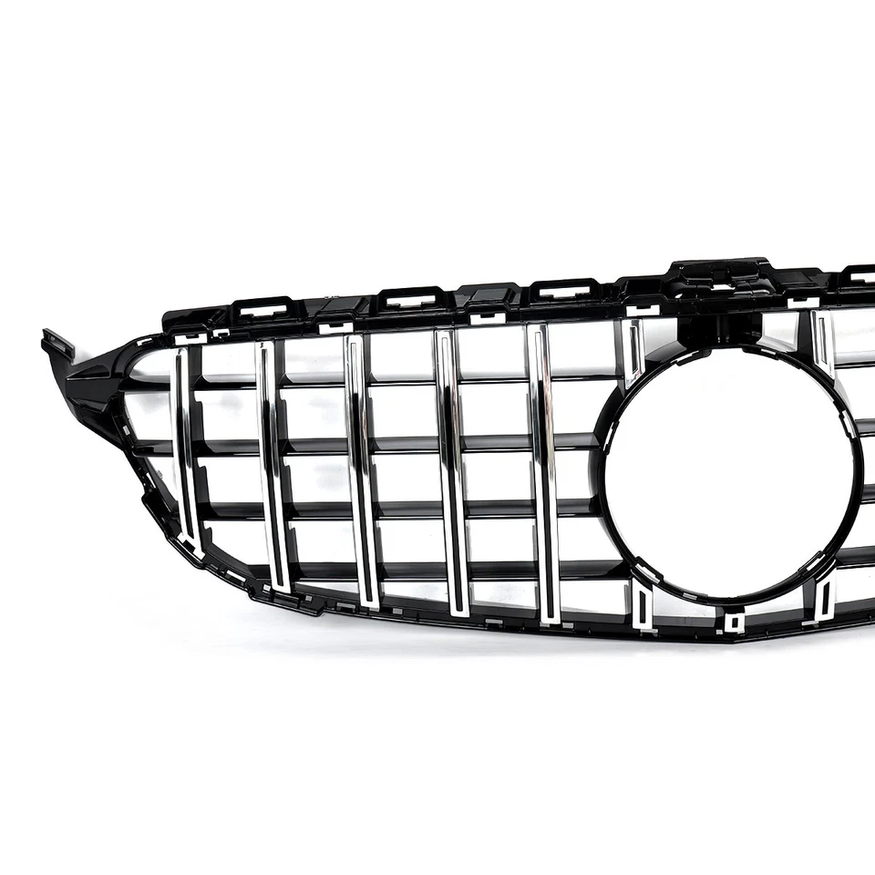 For Mercedes C-Class W205 C205 C300 C43 Chrome+Black GTR Style Grille 2015-2018 Foto 3 de 4
