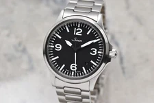 Mens 2024 Sinn Steel H-Link Quick Adjust Bracelet 38.5MM Black Dial Watch 566A