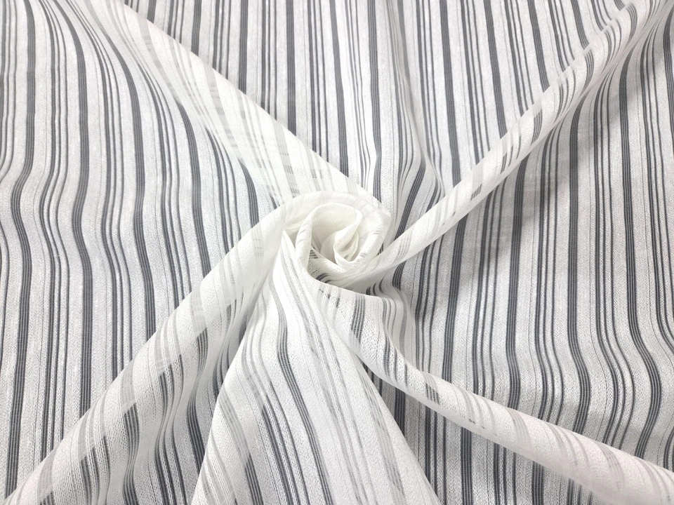 P Kaufmann CASCADE SNOW White Stripe Sheer Designer Decorative Drapery Fabric - Image 4 of 4