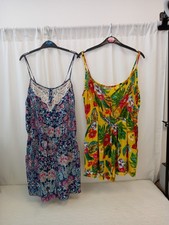 ❤️ 2 X Patterned Strappy Playsuit Size 12 Vgc