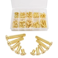 160pcs M4 M5 Brass Flat-Head Machine Screws Phillips Drive 10-Size Kit