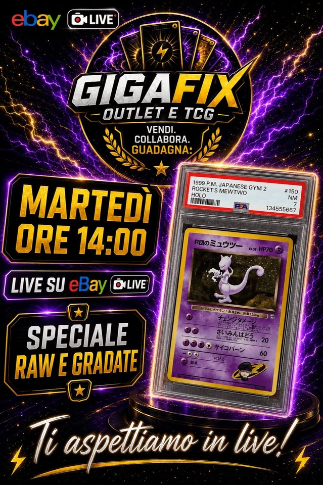 Speciale Carte Raw e Gradate Pokémon 🔥Rocket's Mewtwo Holo PSA🔥