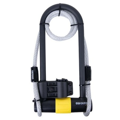 Oxford Magnum Duo Bügelschloss (177x340mm) mit Halterung & Kabel Motorrad Sicherheit