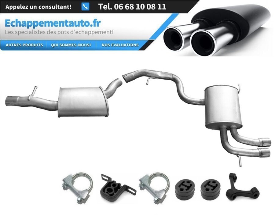 Échappement Audi Q3 2.0 TFSI quattro arrière complet avec kit de montage acier 2011-2018