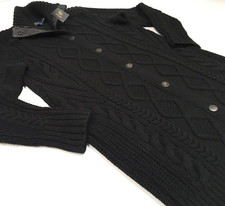Polo Ralph Lauren Chunky Merino Wool Moto Biker Aran Cable Knit Sweater Cardigan