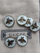 Gucci bottoni 6 pezzi metallo 17 mm 0,6 pollici bianco logo GG