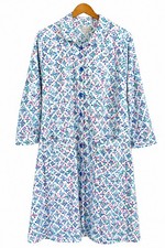 Lanz of Salzburg 100 Cotton Flannel Robe Housecoat Snaps Medium Multi Floral