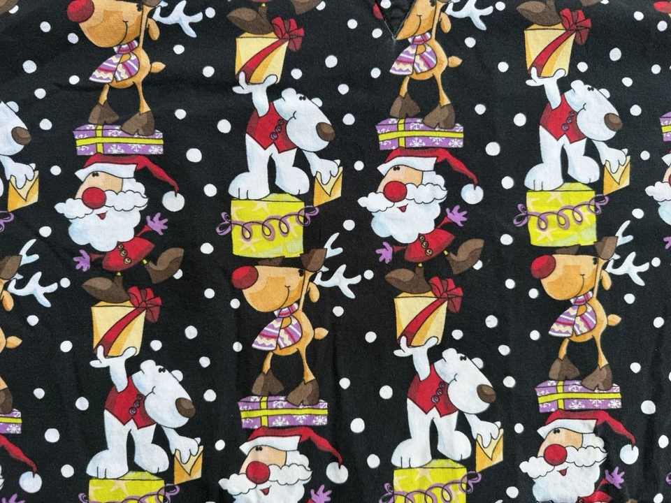 Tafford Scrub Top Christmas Santa Women’s Plus Size 2X Short Sleeve - Image 2 of 3