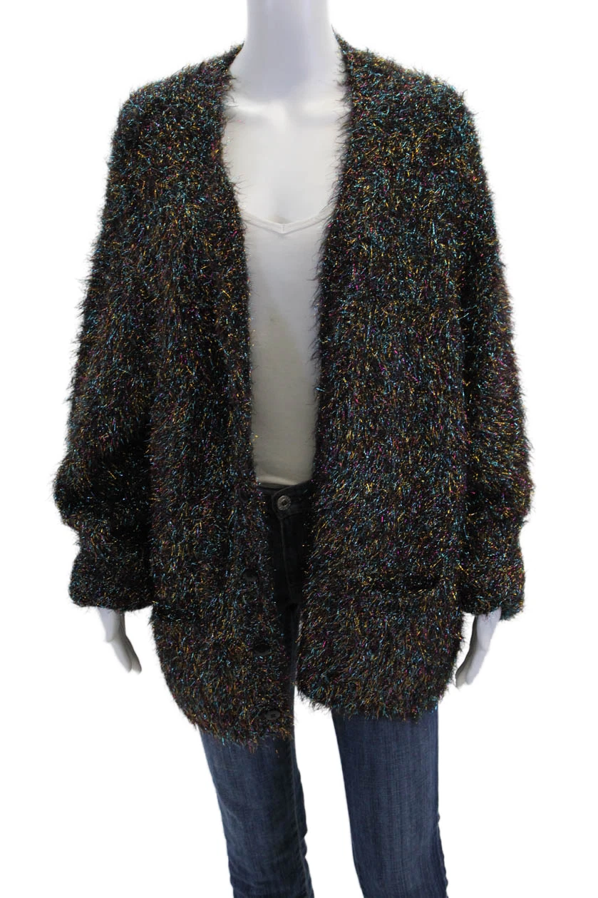 Cardigan pull femme Supreme flou ouvert devant multicolore taille L