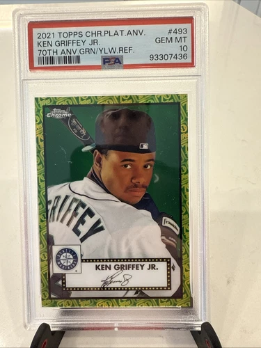 2021 Topps Chrome Platinum Aniversary Ken Griffey Jr Green/yellow PSA 10