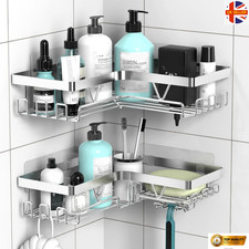 2-Pack Bathroom Shower Corner Shelf Caddy Wall Storage & Organizer Rack No Drill