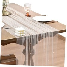 Fall Pearl Table Runner 10ft Rustic Boho Tulle Table 10ft x 4pack Champagne