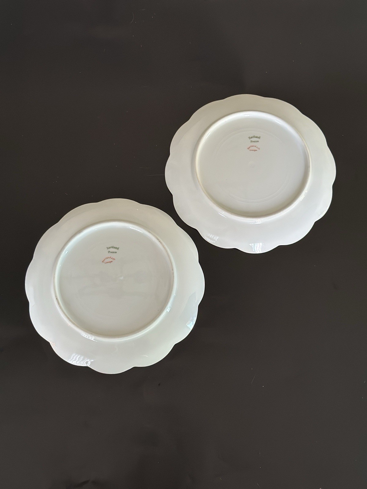 2 VTG HAVILAND & CO Limoges Floral Plates w/ Scalloped Gold Border 7 1/2” France