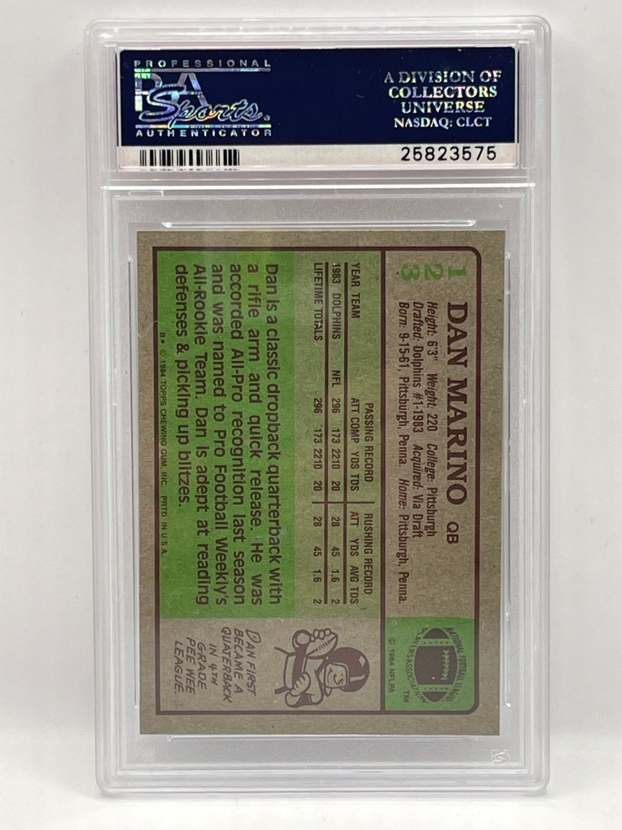 TOPPS 1984 TOPPS #123 Dan Marino Graded Card, PSA 8 view 2