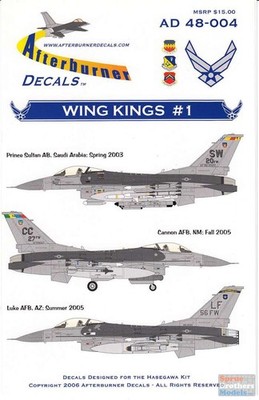AFD48004 1:48 Afterburner Decals F-16C Falcon Block 40/42/50 ''Wing Kings #1''