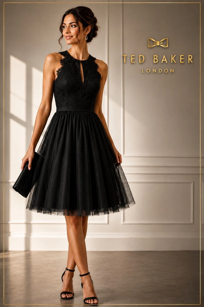 TED BAKER レース装飾フレアドレス TED BAKER レース装飾フレアドレス