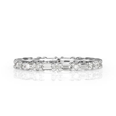 1,00ct Baguetteschliff und runder Brillantschliff Diamant Eternity Band in 18k Weiß
