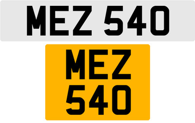 MEZ 540 M 3x3 DATELESS PRIVATE NUMBER PLATE MAT MATT MARK MICK MIK MIC MEL MAX