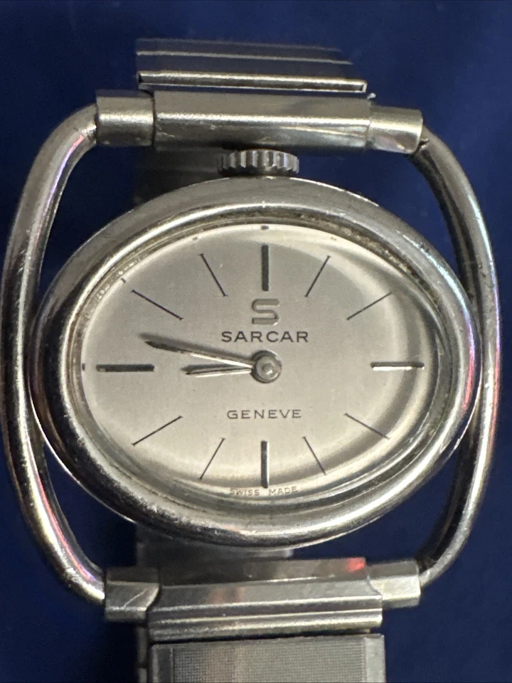 复古 Sarcar Geneve 独特风格手表 自动 不运行 银色 — 第 2/4 张图片
