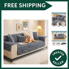 Thick Rabbit Plush Sofa Cover 1 2 3 Seater, New Universal Non-Slip Corner Sof...