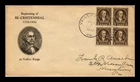 DR JIM STAMPS US GEORGE WASHINGTON BICENTENNIAL FDC SCOTT 704 BLOCK OF 4 COVER