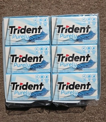 Rare 2x Trident Purely Peppermint Sugar Free Gum 24 Pks of 14 Pieces 336 Total