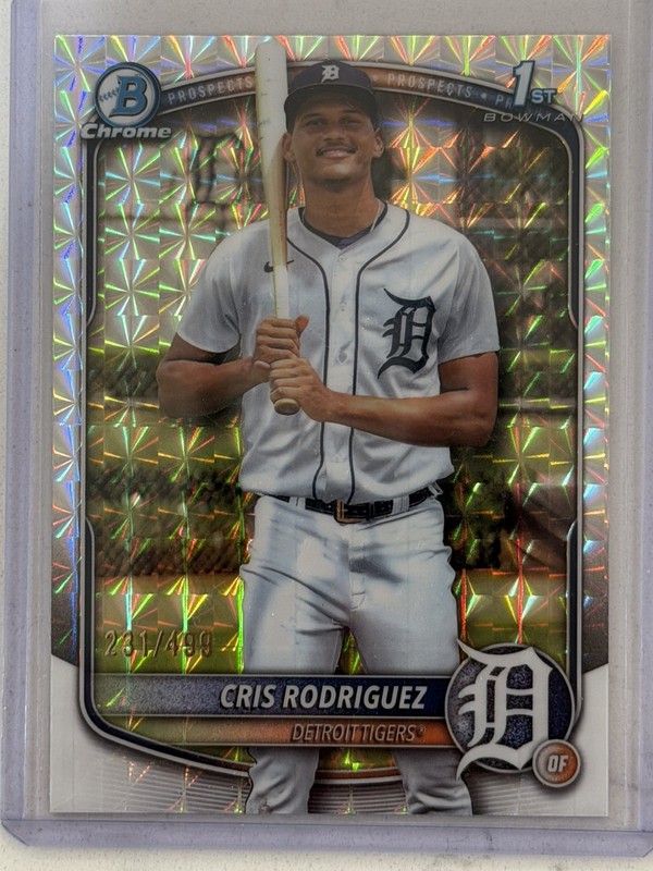 2025 Bowman Chrome Cris Rodriguez Bowman Geometric Refractor /499 🔥 TIGERS 🔥