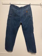 Men  s 38x32 Carhartt Carpenter Work Jeans Blue Original Dungaree Fit