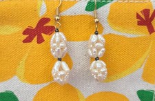 Vintage Beautiful 14K Yellow Gold Cluster Pearl Drop Dangle Earrings 1.3”
