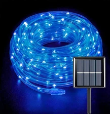39FT Outdoor Solar String Lights Rope Waterproof LED PVC Fairy Tube Light Garden